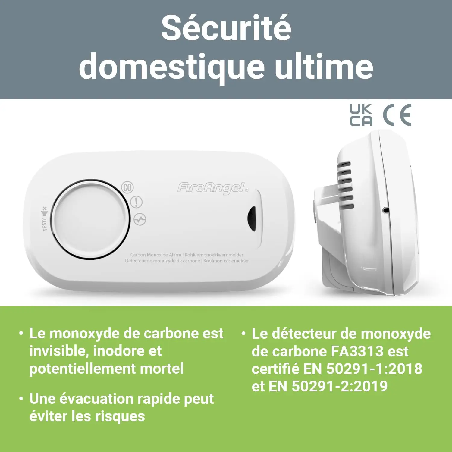 Détecteur de monoxyde de carbone camping-car et maison Fireangel 2